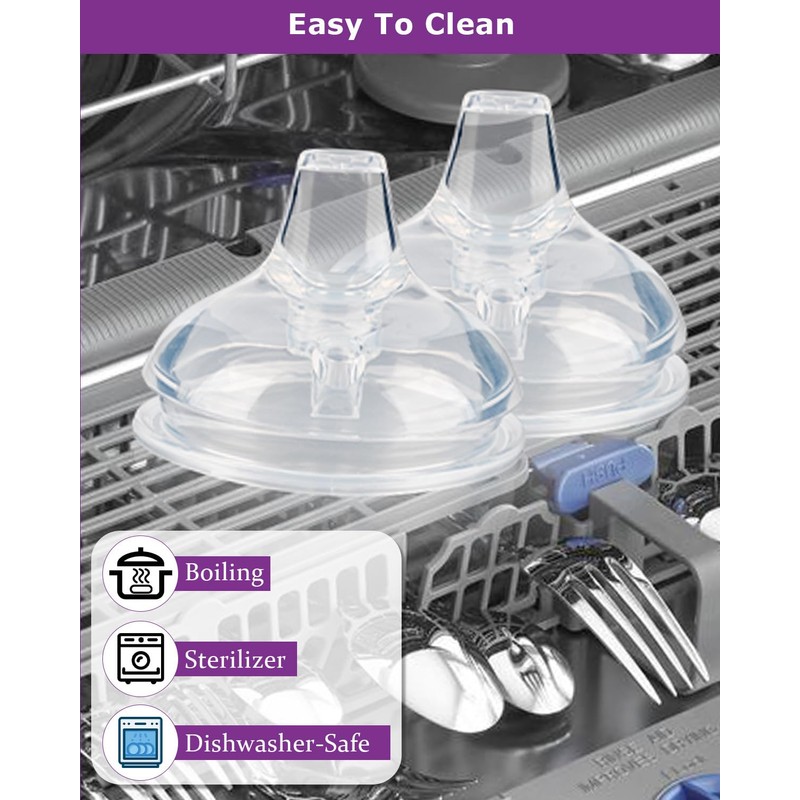 Sippy Spout Nipples for Comotomo Baby Bottles,100% Soft Silicone Sippy