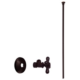 Westbrass D105KFHX-12 5/8" x 3/8" OD x 20" Flat Head Riser Supply Line Kit with Cross Handle Angle Supply Shut Off Valve for Toilet, Oil Rubbed Bronze