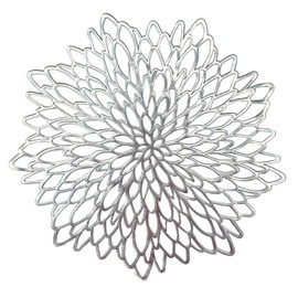 Occasions  40 Pieces Pack Pressed Vinyl Metallic Placemats / Wedding Accent Centerpiece Placemat (Silver Leaf)