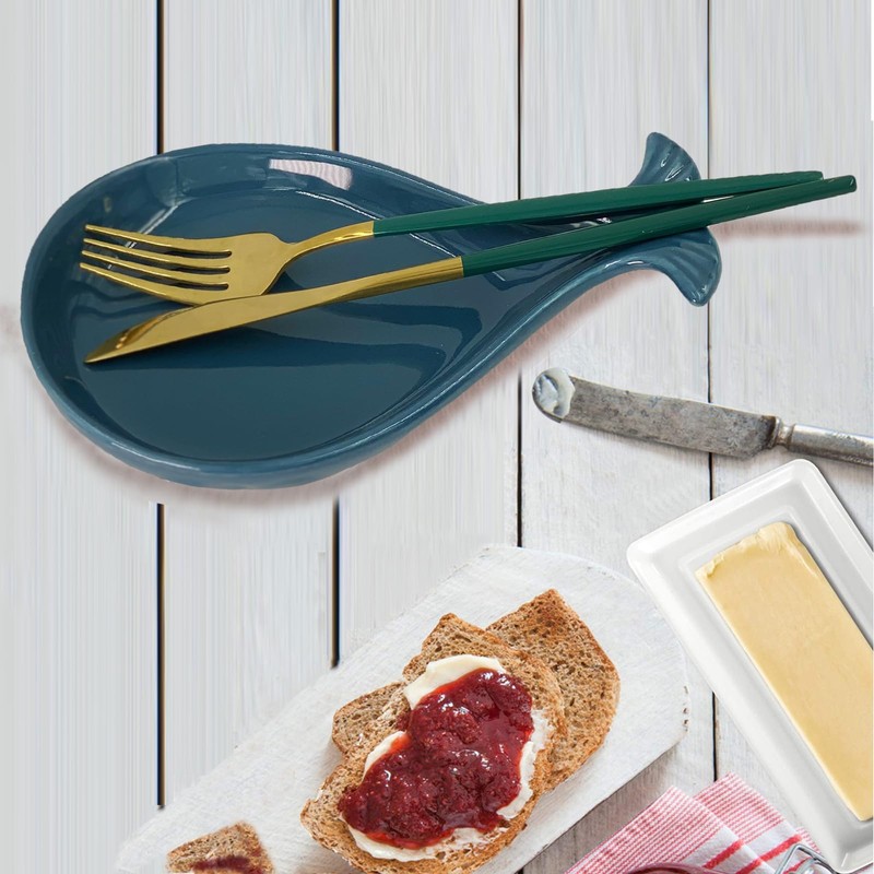Whale Spoon Rest for Stove Top, Ceramic Spoon Holder for