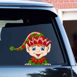 Leniutor Christmas Elf Peeking Sticker, Cute Reindeer Santa Claus Window Stickers Decals for Car Window Bumper Stickers Christmas Accessory Decorations (Elf, 1)