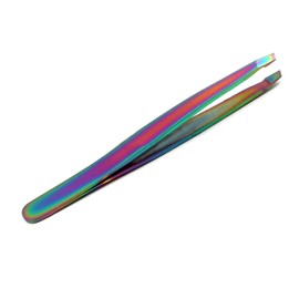 OdontoMed2011® Rainbow Stainless Steel Slant Tweezers Eyebrow Tweezers Eyebrow Facial Hair