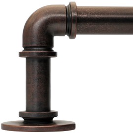 WORLD RODS Bronze Curtain Rods 18 to 45 Inch, Industrial Curtain Rods,Adjustable Length,1 in Diameter Pipe,Wall or Ceiling Mounted,for Bedroom and Living Room(Antique Red Bronze 18” to 45”)
