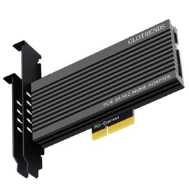 GLOTRENDS PA15 M.2 NVMe to PCIe 4.0 X4 Adapter for M.2 NVMe SSD, Extra Large Aluminum Heatsink, Regular and Low-Profile Bracket (Black)