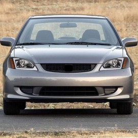 TLAPS 7422441845898 Compatible With 2001-2003 Honda Civic 2 Door Coupe / 4 Door Sedan Switchback Sequential LED Strip Bar Black Housing Headlights With Amber Reflector