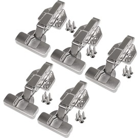 LANZZAS Centre Stop 110 Degree Cabinet Hinge with 3D Mounting Plate, Cover Caps and Screws as a Complete Set of 5