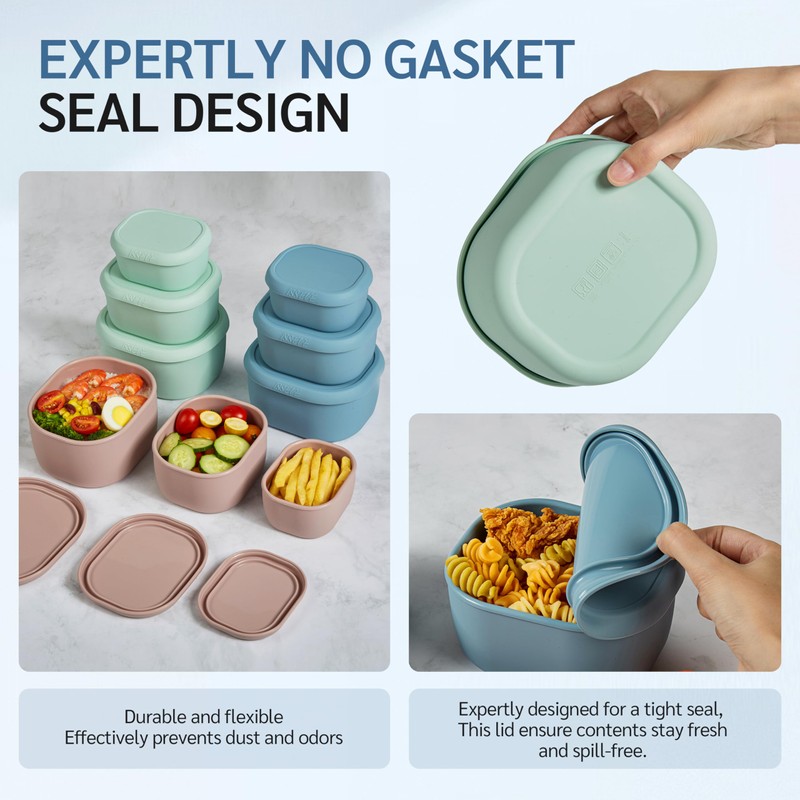 ISSEVE 6Pcs/Set Nesting Silicone Food Storage Containers with Lids, BPA