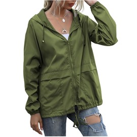 FRMUIC Women's Raincoats Wind Breaker Jacket Womens Rain Jacket Lightweight Rain Jacket Women Spring Jackets for Women 2024 Rain Coat for Women Waterproof Womens Raincoat (Green,S)