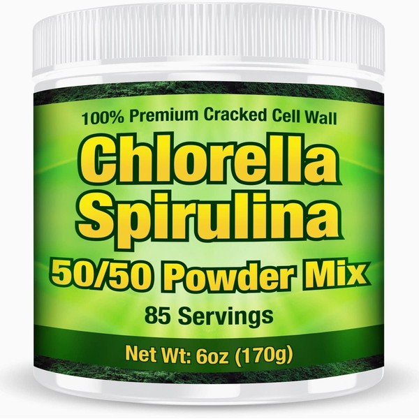 Premium Chlorella Spirulina Powder | 85 Servings | Non-GMO | Sunlight Grown | Deep Green Color | Cracked Cell Wall | Alkalyzing | High Protein | Vegan Organic Capsules | Mountain Water | Good Natured