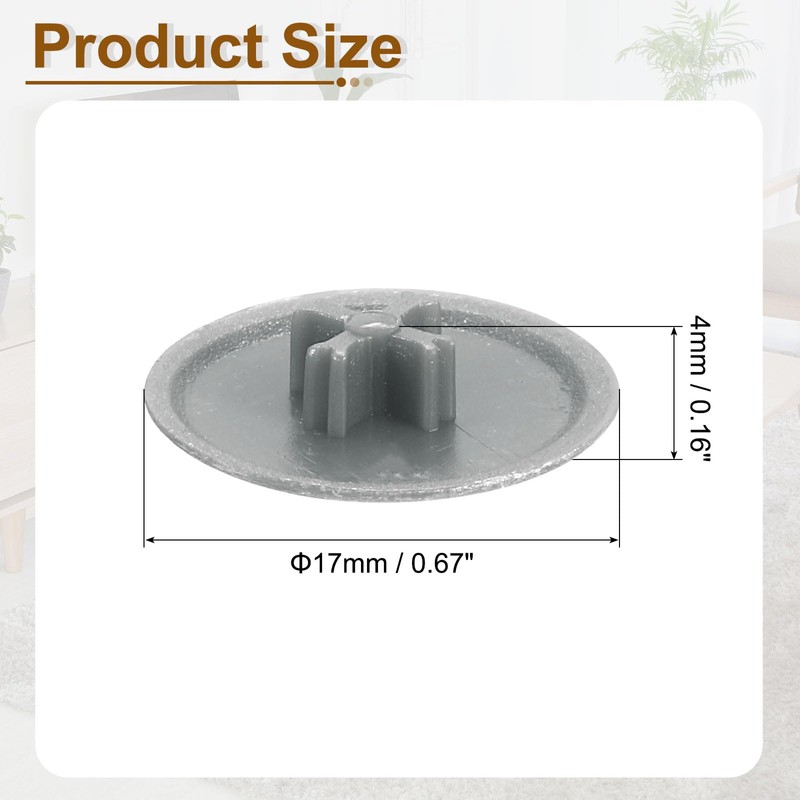 Sourcing Map 200Pcs Dark Gray Plastic Screw Cap Covers, 17