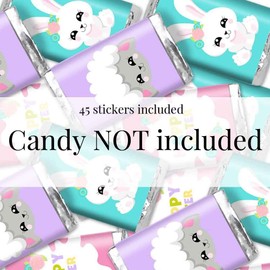 Cute And Cuddly Bunny Easter Themed Mini Chocolate Candy Bar Sticker Wrappers for Kids 45 1.4" x 2.6" Wrap Around Labels by AmandaCreation, Great for Party Favors