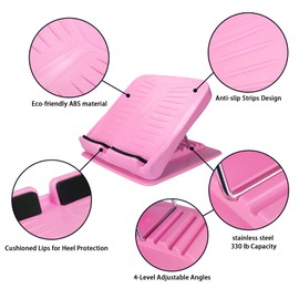 JADE KIT Slant Board Calf Stretcher Adjustable 4 Angles Anti Slip Incline Board for Stretching, Ankle Stretch Board Calf Stretch Incline Board for Heel, Hamstring, Achilles, Leg Calves, Pink