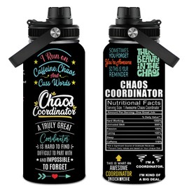 Chaos Coordinator Water Bottle 32 oz - Thank You Gifts for Men Women - Employee Appreciation Birthday Gifts for Women Coworkers Boss Teacher Nurse Friend