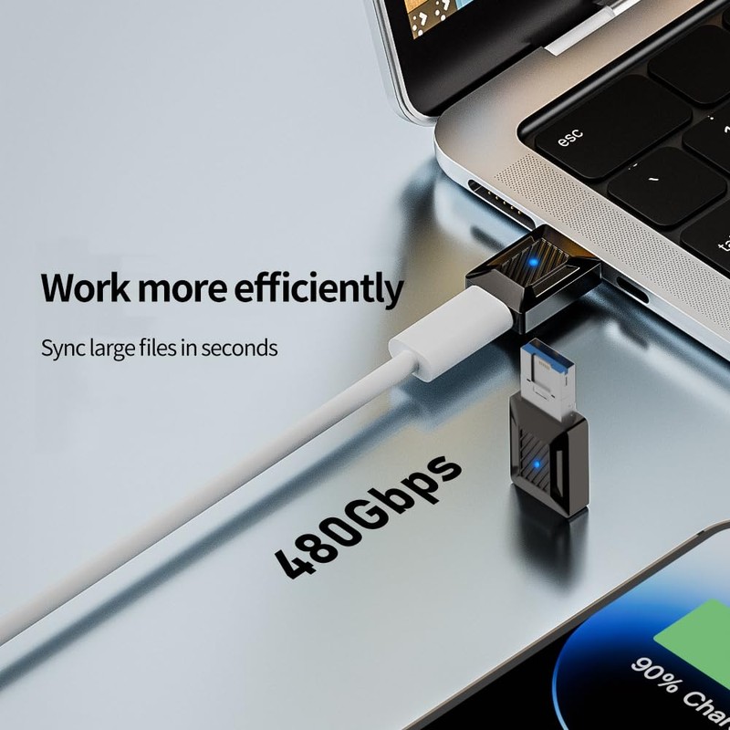 Apitiong Lightning OTG Adapter USB C, 2-in-1 Type C Lightning