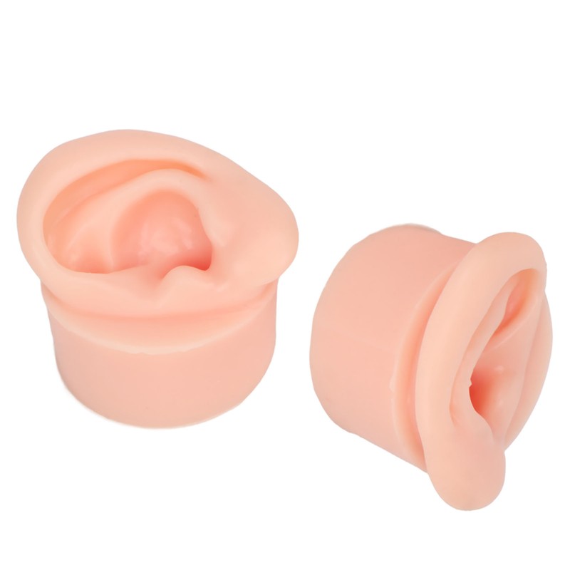 1 Pair Piercing Practice Ear Model Novice Soft Silicone Flexible