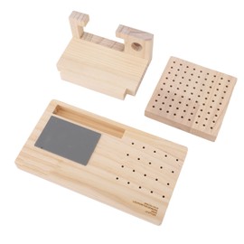 Wooden Nail Drill Stand Organizer with 81 Holes Drill Bits Holder Grinding Head Storage Drill Machine Stand Organizer