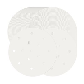 Teqooza Bamboo Steamer Liner, 6" Diameter Round Air Fryer Parchment Paper with Holes, White Anti-Stick Steamer Paper, 50 Pcs