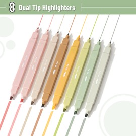 Mr. Pen- Dual Tip Aesthetic Highlighters, 8 pcs, Chisel & Fine Tips, Earthy Tones, Cute Highlighters Assorted Colors, Bible Highlighters and Pens No Bleed Highlighters for Bible Pages No Bleed