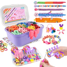 Kit de fabricación de pulseras Nicella, regalos para niñas de 8 a 12 años, kit de telar para tejer juguetes, kits de manualidades DIY para niños con más de 1300 piezas y 2 peines de tejido, regalos de