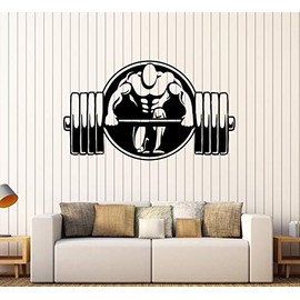 DesignToRefine Wall Decal Fitness Sports Bodybuilding Athlete Barbell Vinyl Sticker Large Decor (ed1982) Black