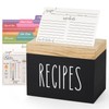 Dahey Wooden Recipe Box Black Recipe Organizer with 100 Recipe