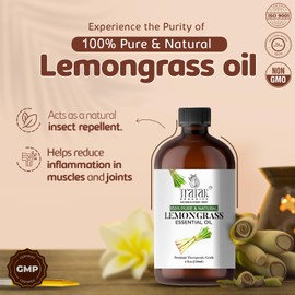 Lemongrass Essential Oil, 100% Pure and Natural Oil with Premium Dropper, Undiluted Essential Oil for Aromatherapy, Diffuser, Humidifier, Oil for Skin & DIYs, Huge 4 Oz