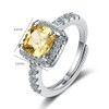 GMEDRIDAS Silver Rings for Women Adjustable Ladies Rings,Yellow Square Cubic