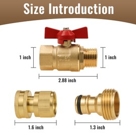 Angry Pony GHT 3/4 High Flow Garden Hose Ball Valve and Quick Connect Kit, Durable Brass Shutoff Valve Kit for Garden Hose Sprinklers and Outdoor Cleaning