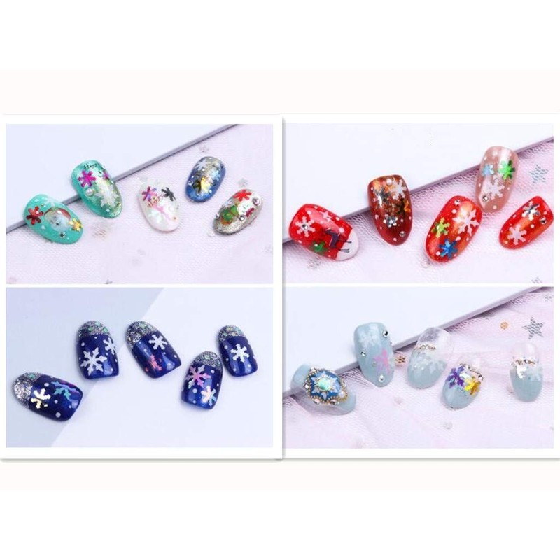 Valuu Christmas Snowflakes Ultrathin Nail Sequins Laser Sparkly Nail Glitter