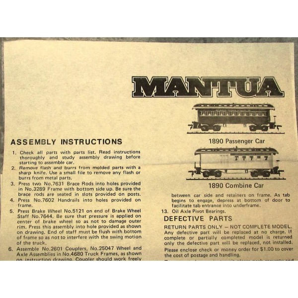 MANTUA TYCO HO INSTRUCTION/PA