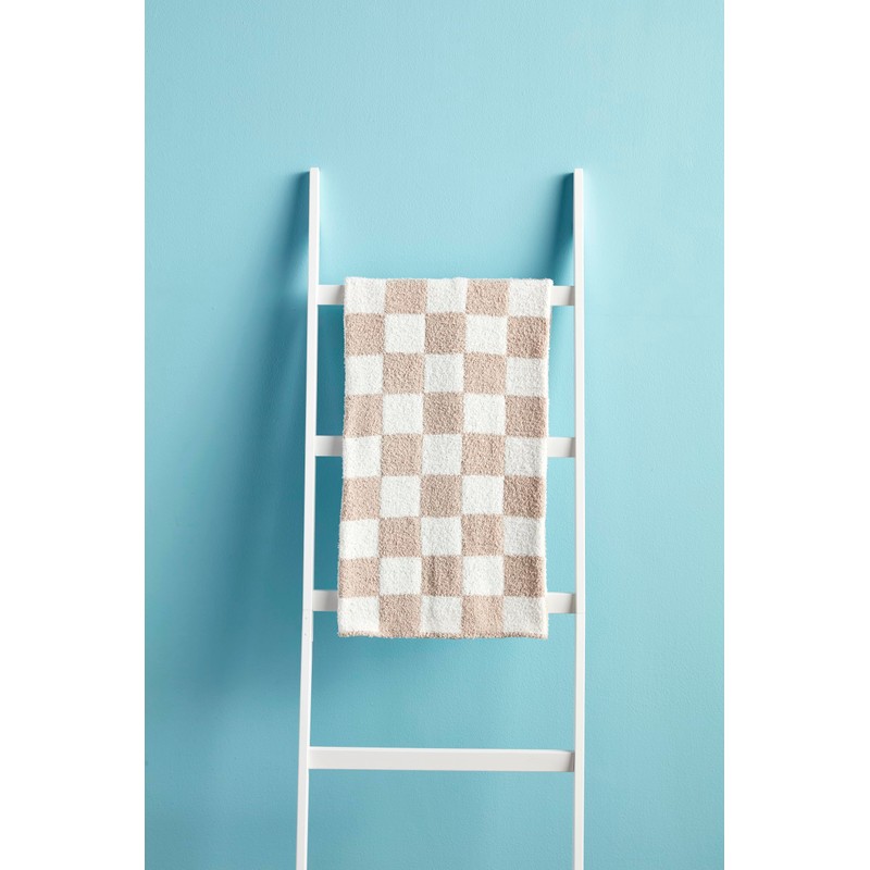Mud Pie Children's Taupe Check Chenille Blanket