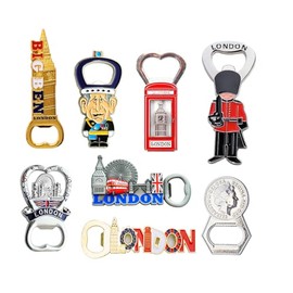Famous London Skyline Mix Fridge Magnet Bottle Openers - Set of 8