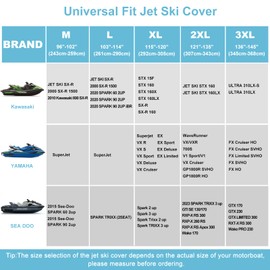 Jet Ski Cover Waterproof,Upgraded Heavy Duty 420D Jet ski Covers with 2 Air Vent Marine Grade UV Resistant for Seadoo,Yamaha,Kawasaki,Waverunner Polaris from 121" to 135"(Black)