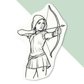 4 x Small 50mm 'Girl Archer' Permanent Sticker Decals for Cars/Windows/Bins/Walls etc (DW00117060)