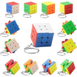 Paquete de 12 minicubos sin adhesivos, juego de llaveros de 3 x 3, recuerdos de fiesta para niños, juguetes de juego de rompecabezas para niños y niñas, premio de aula, recompensas escolares, rellenos