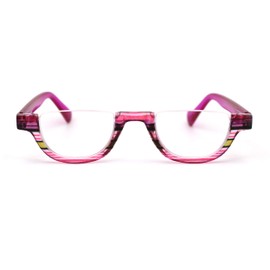 SA106 Womens Plastic Upside Down Spring Hinge Crop Top Reading Glasses Purple +1.25