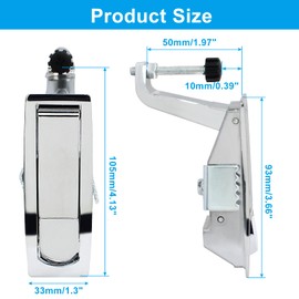 Bonsicoky 2 Pcs Compression Latch Lock, Zinc Alloy Trigger Latch Lock Adjustable Lever Hand Operated Compression Latch with Raised Trigger, keyless(Silver)