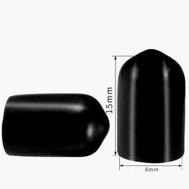 50 Pcs Screw Thread Protectors, PVC Rubber Round Tube Bolt Cap Plastic End Cap Cover Thread Protectors Black, Inner Dia 8mm