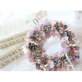 Lulu's Lulu's-2697 Pink Gold Natural Wreath Preserved Flower Size: Diameter Approx. 7.9 inches (20 cm), Pink Gold
