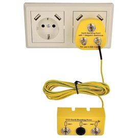 Minadax Grounding Module Innovative ESD Antistatic Earth Plug - 2 x M5 / 1 x Push Button Connection - 1 Megaohm + Earth Box with 2.80 m Cable / 2 x 10 mm Push Button Connection 1 x 4 mm Banana