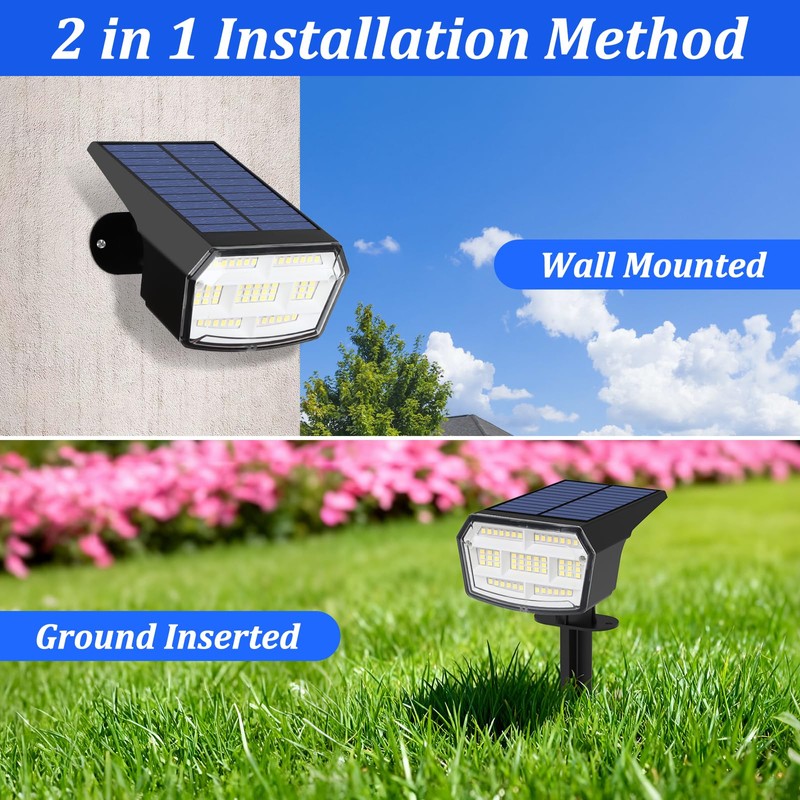 Sucolite 8-Pack Solar Spot Lights Outdoor Waterproof IP65, 3 Lighting