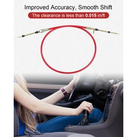 WMJNH 80833 Shifter Cable Fits for B&M Shifters with Eyelet End, 5 Ft Long Replace Af72-1002 BMM-80833 80605 Auto Transmission Shifter Cable 0.375" Outer Diameter Red