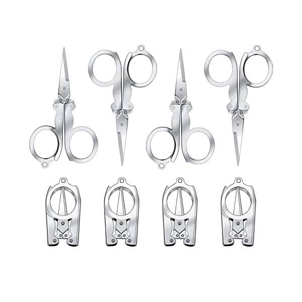 8 Pcs Stainless Steel Small Scissors Folding Scissors, Pocket Portable