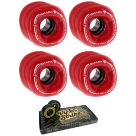 60mm Shark Wheels California Roll Red Skateboard Wheels - 78a with Viper Strike Skateboard Bearings 8mm Precision ABEC 7 Skateboard Bearings - Bundle of 2 Items