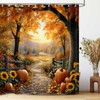 Fall Shower Curtains for Bathroom, Pathway in The Woods Autumn
