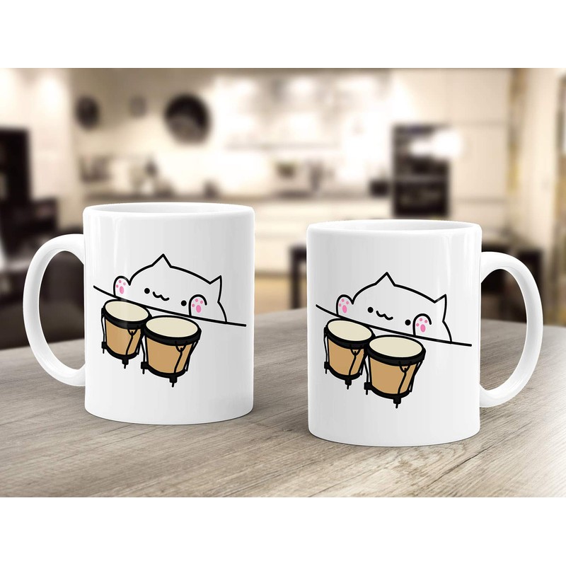 MoonWorks® Coffee Cup Bongo Cat Meme White One Size
