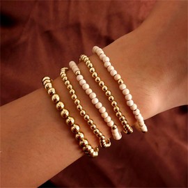 choice of all 14k Gold Bracelets for Women Gold Beaded Bracelets Stack Stretch Bead Ball Strand Bracelets Cross Stackable Cuff Bangle Bracelets Trendy Jewelry Gifts