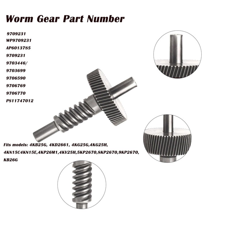 9706529 W11086780 9709231 WP9709231 Worm Gear Replace Parts with 9703680