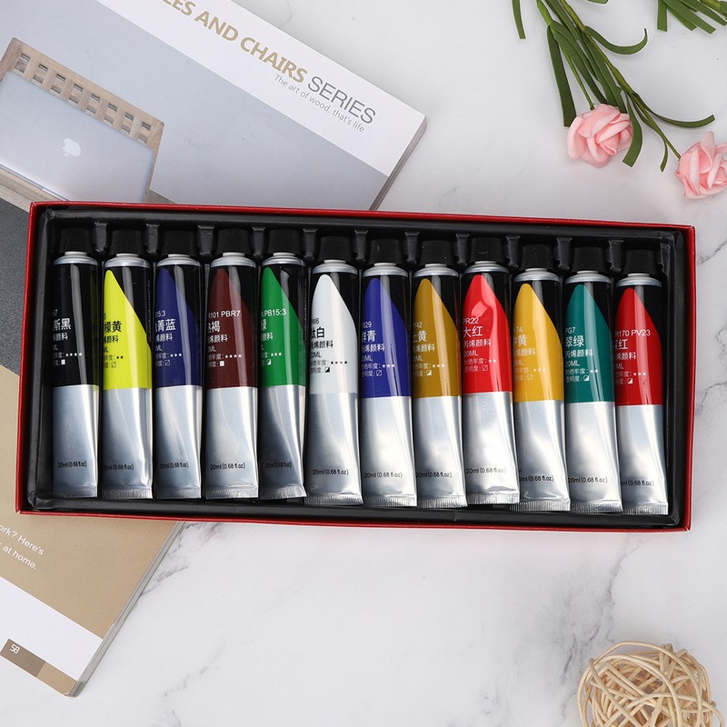 12 Color Acrylic Paint Set Hand Painted Wall Painting Pigment