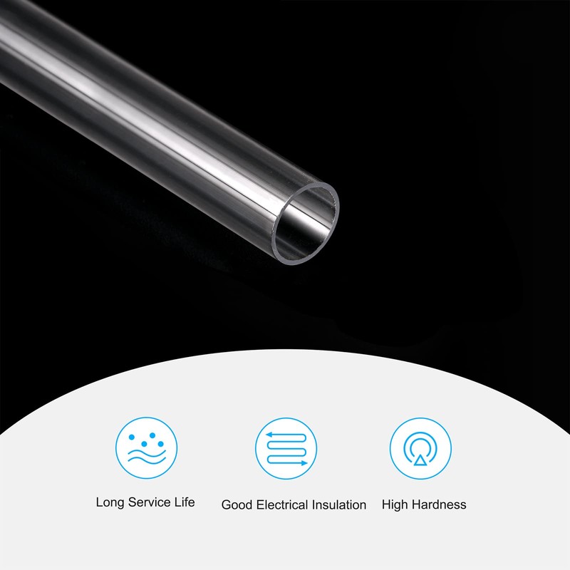 sourcing map Plastic Pipe Rigid Polycarbonate Round Tube Clear 0.4"(10mm)